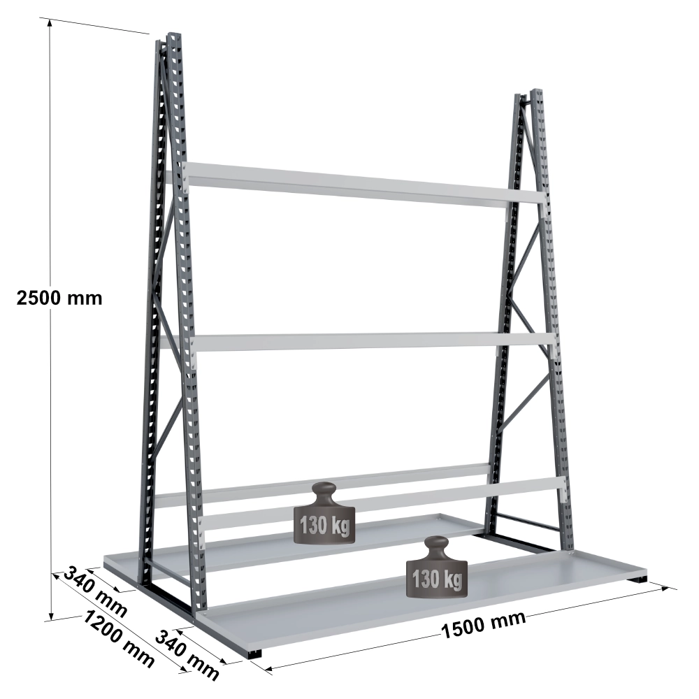 Rayonnage pour stockage vertical biface – profondeur 340 mm – EPSIVOL VERTICAL