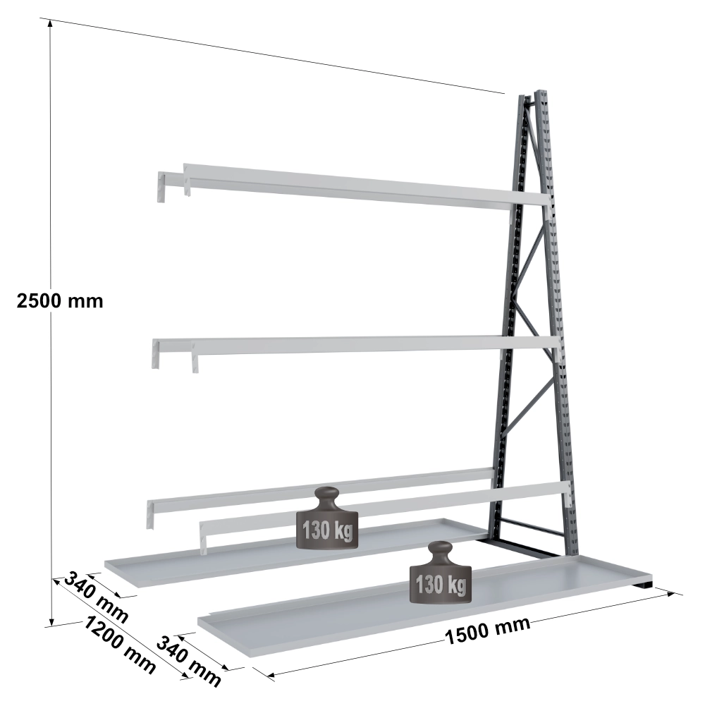 Rayonnage pour stockage vertical biface – profondeur 340 mm – EPSIVOL VERTICAL