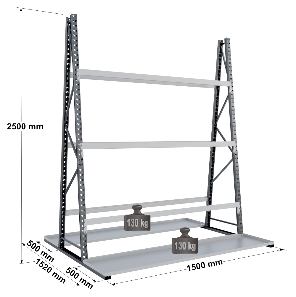 Rayonnage pour stockage vertical biface – profondeur 500 mm – EPSIVOL VERTICAL
