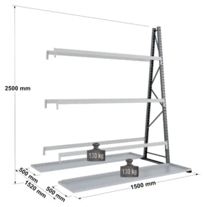 Rayonnage pour stockage vertical biface – profondeur 500 mm – EPSIVOL VERTICAL