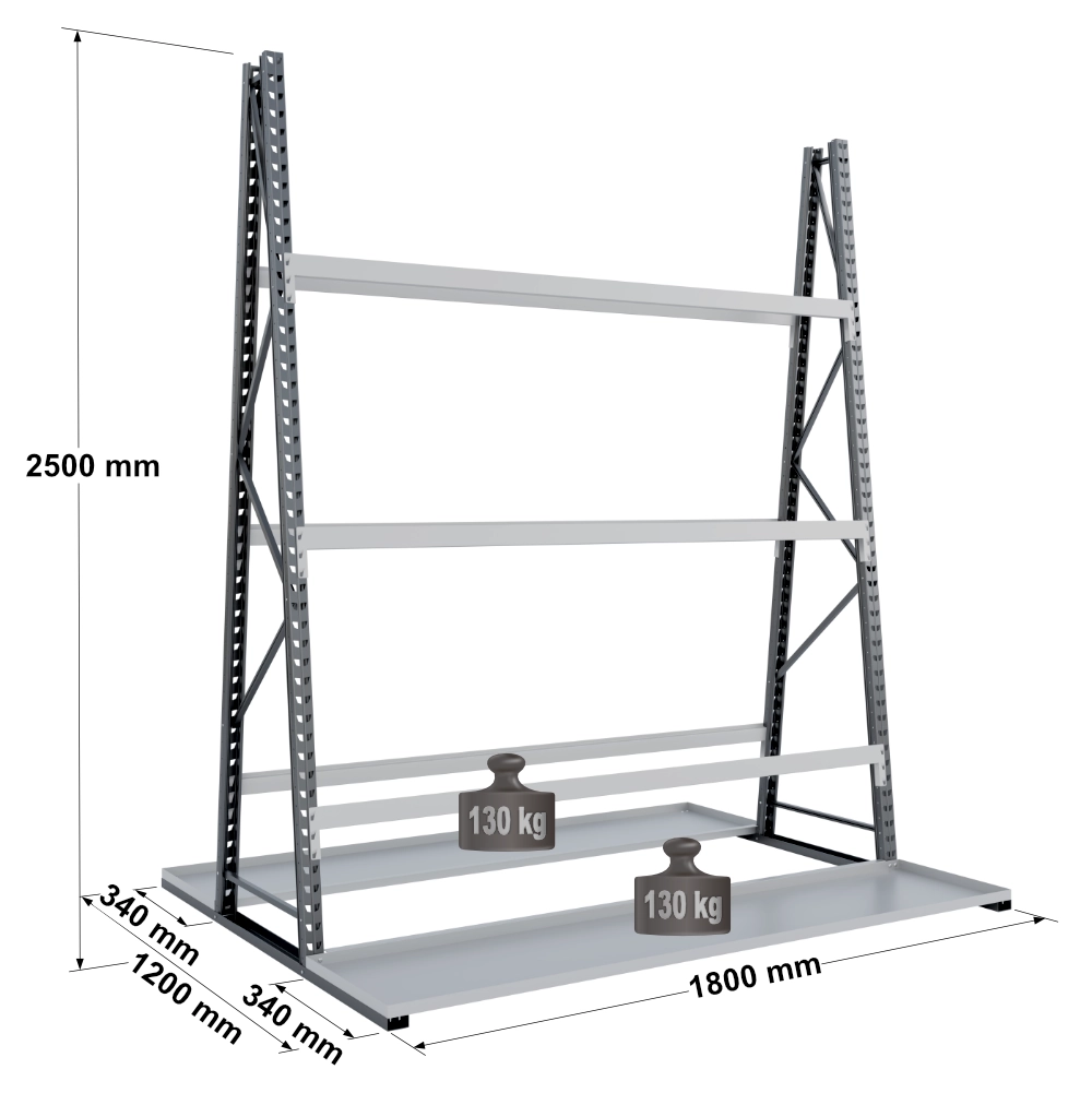 Rayonnage pour stockage vertical biface – profondeur 340 mm – EPSIVOL VERTICAL
