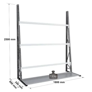 Rayonnage pour stockage vertical monoface – profondeur 340 mm – EPSIVOL VERTICAL