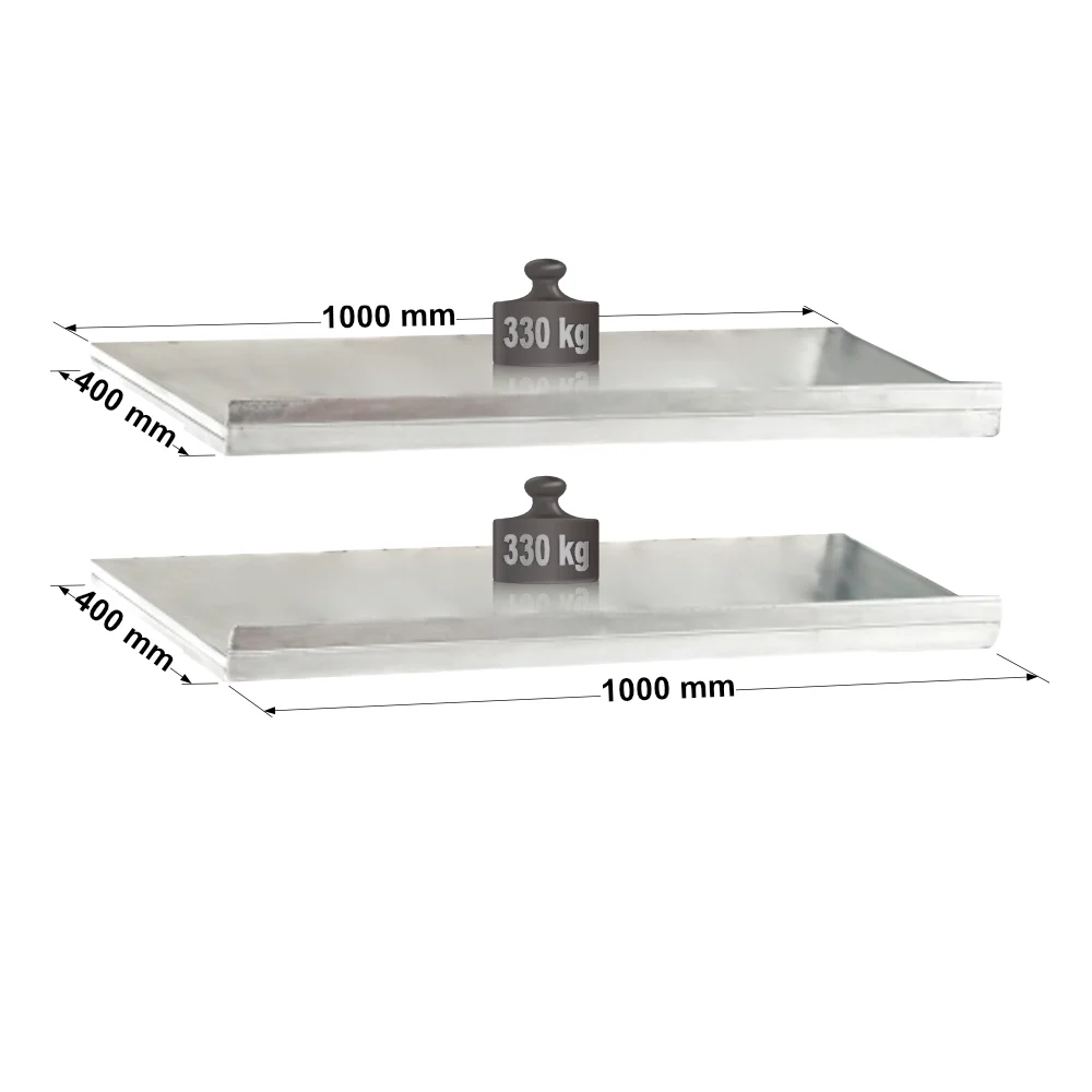 Tablettes tôlées inclinées avec butée pour étagère métallique - Lot de 2 - hauteur 30 mm ADAPTIV XL