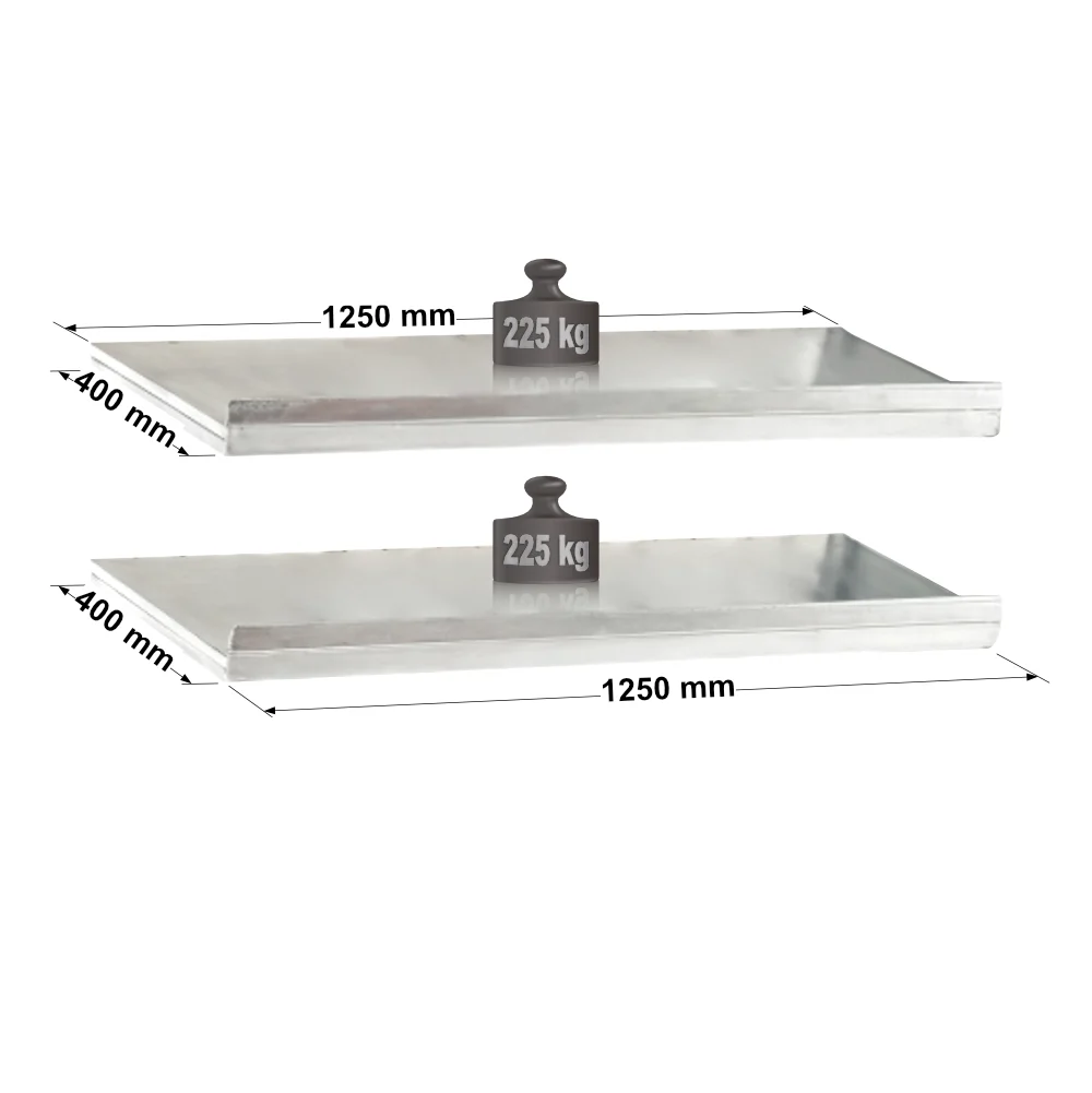 Tablettes tôlées inclinées avec butée pour étagère métallique - Lot de 2 - hauteur 30 mm ADAPTIV XL