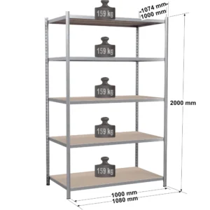 Rayonnage tubulaire métallique pour charges légères – H2000 mm – 5 niveaux – EPSILINE