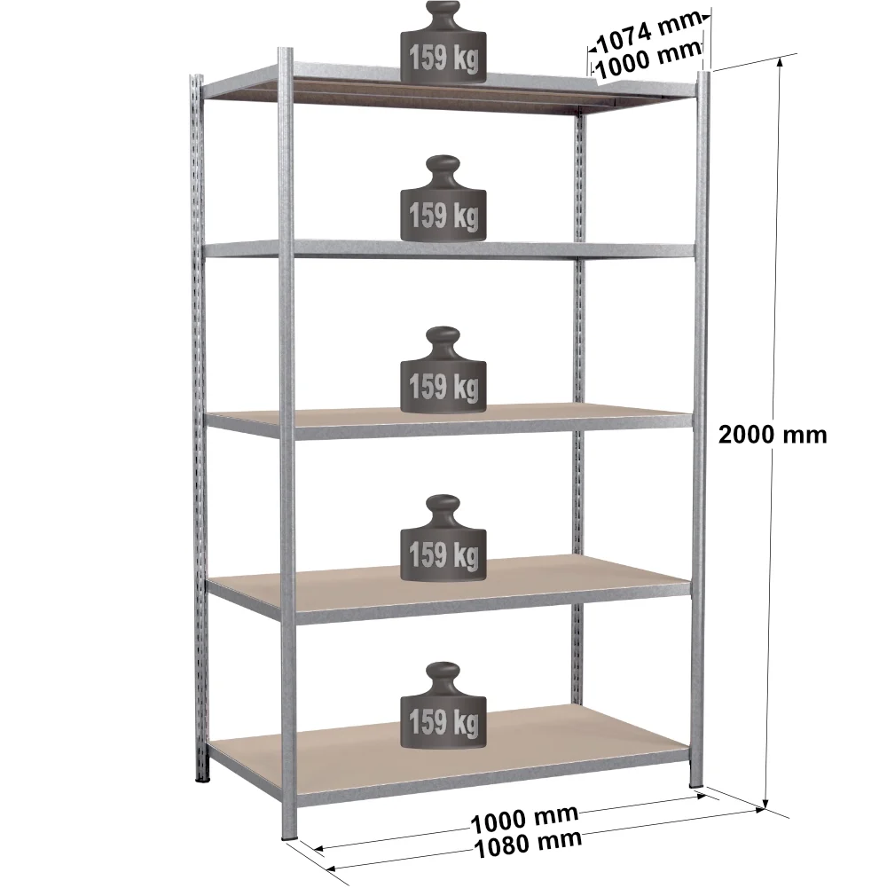 Rayonnage tubulaire métallique pour charges légères – H2000 mm – 5 niveaux – EPSILINE