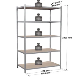 Rayonnage tubulaire métallique pour charges légères – H2000 mm – 5 niveaux – EPSILINE