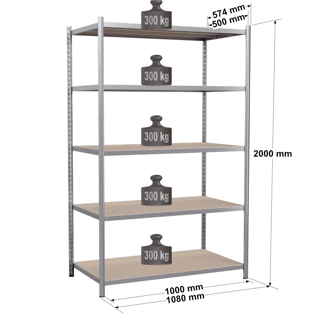 Rayonnage tubulaire métallique pour charges légères – H2000 mm – 5 niveaux – EPSILINE