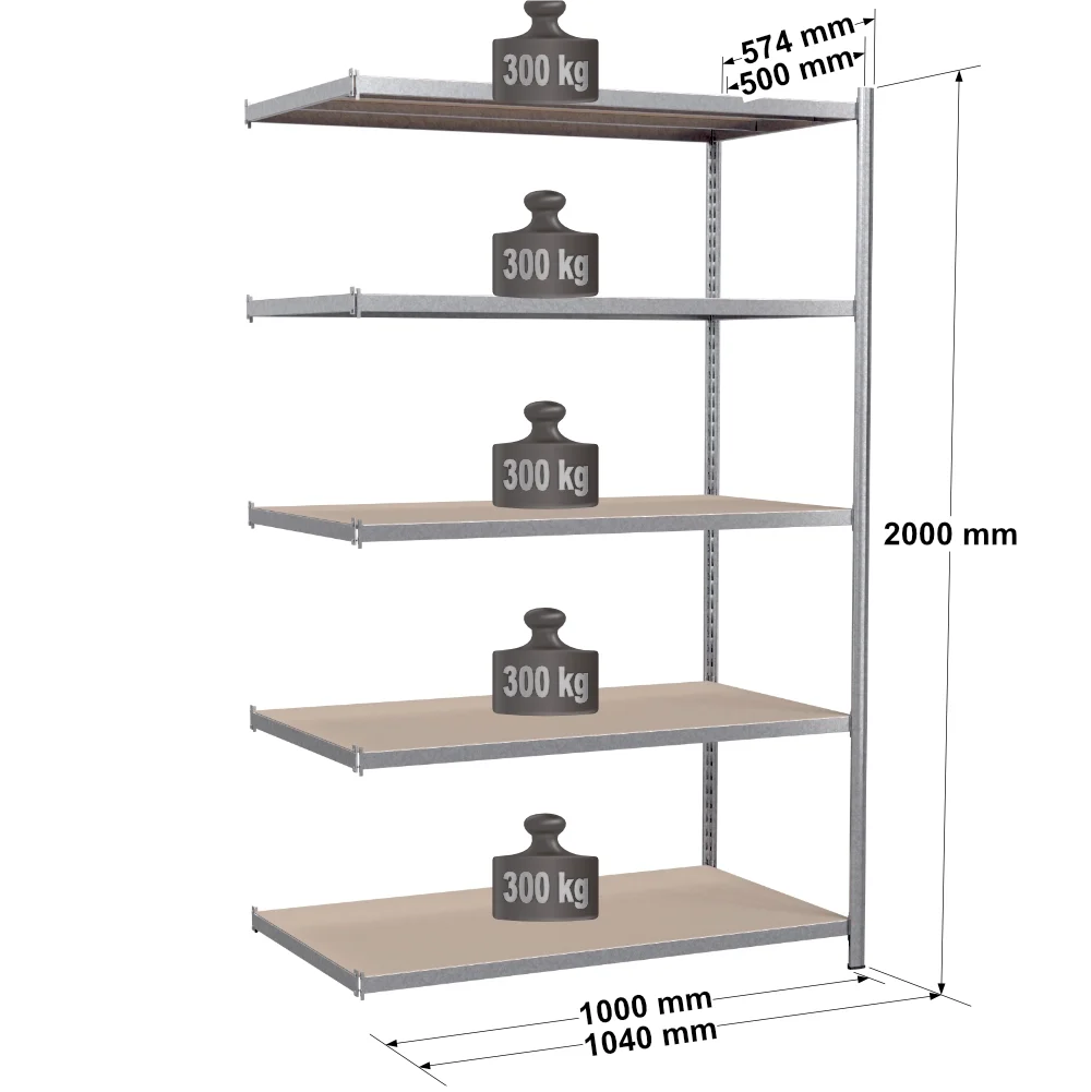 Rayonnage tubulaire métallique pour charges légères – H2000 mm – 5 niveaux – EPSILINE