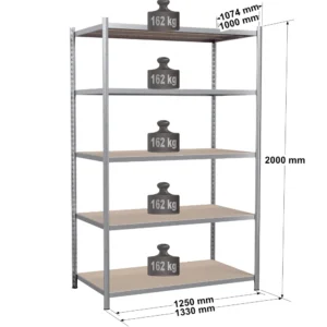 Rayonnage tubulaire métallique pour charges légères – H2000 mm – 5 niveaux – EPSILINE