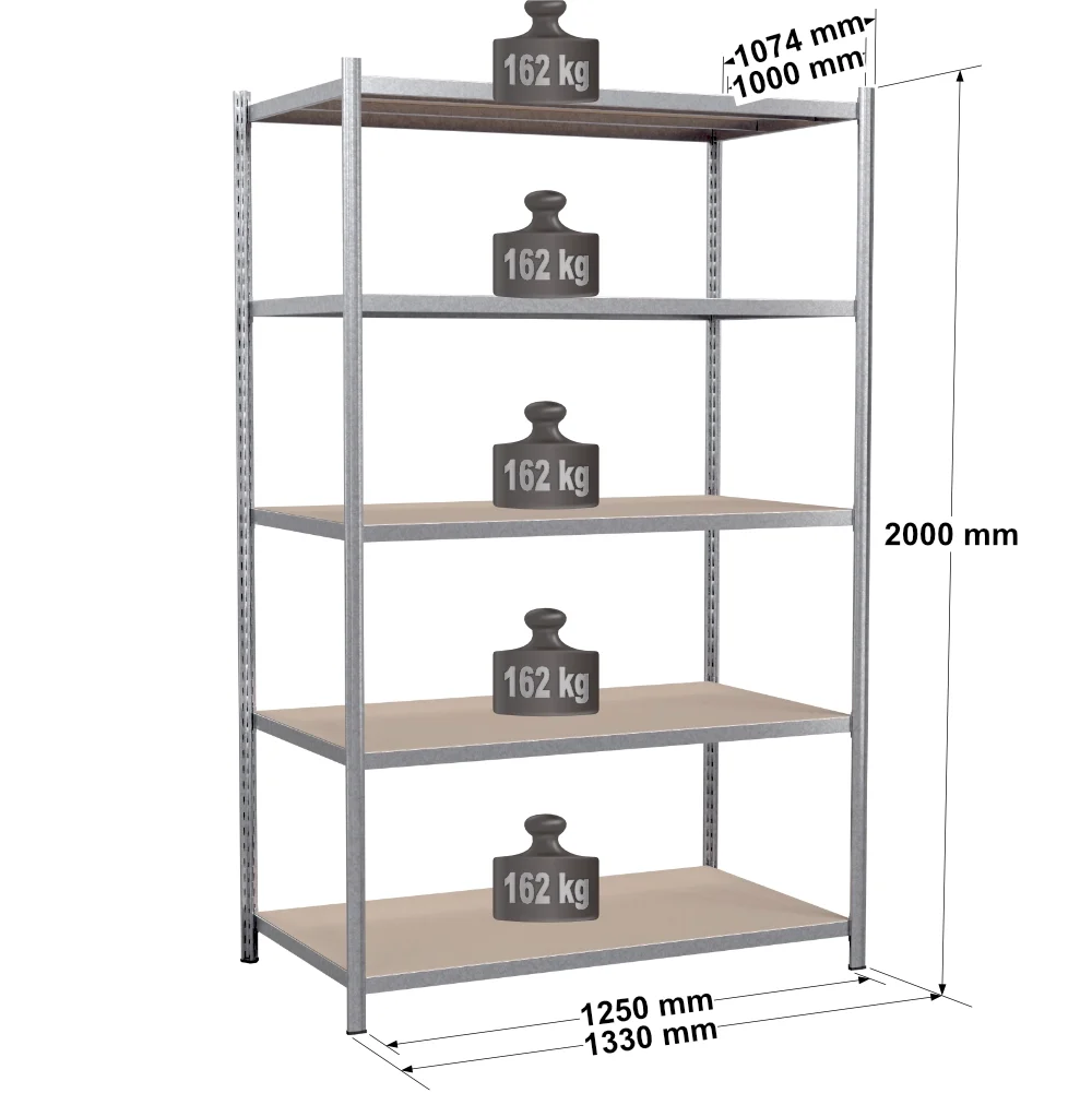 Rayonnage tubulaire métallique pour charges légères – H2000 mm – 5 niveaux – EPSILINE
