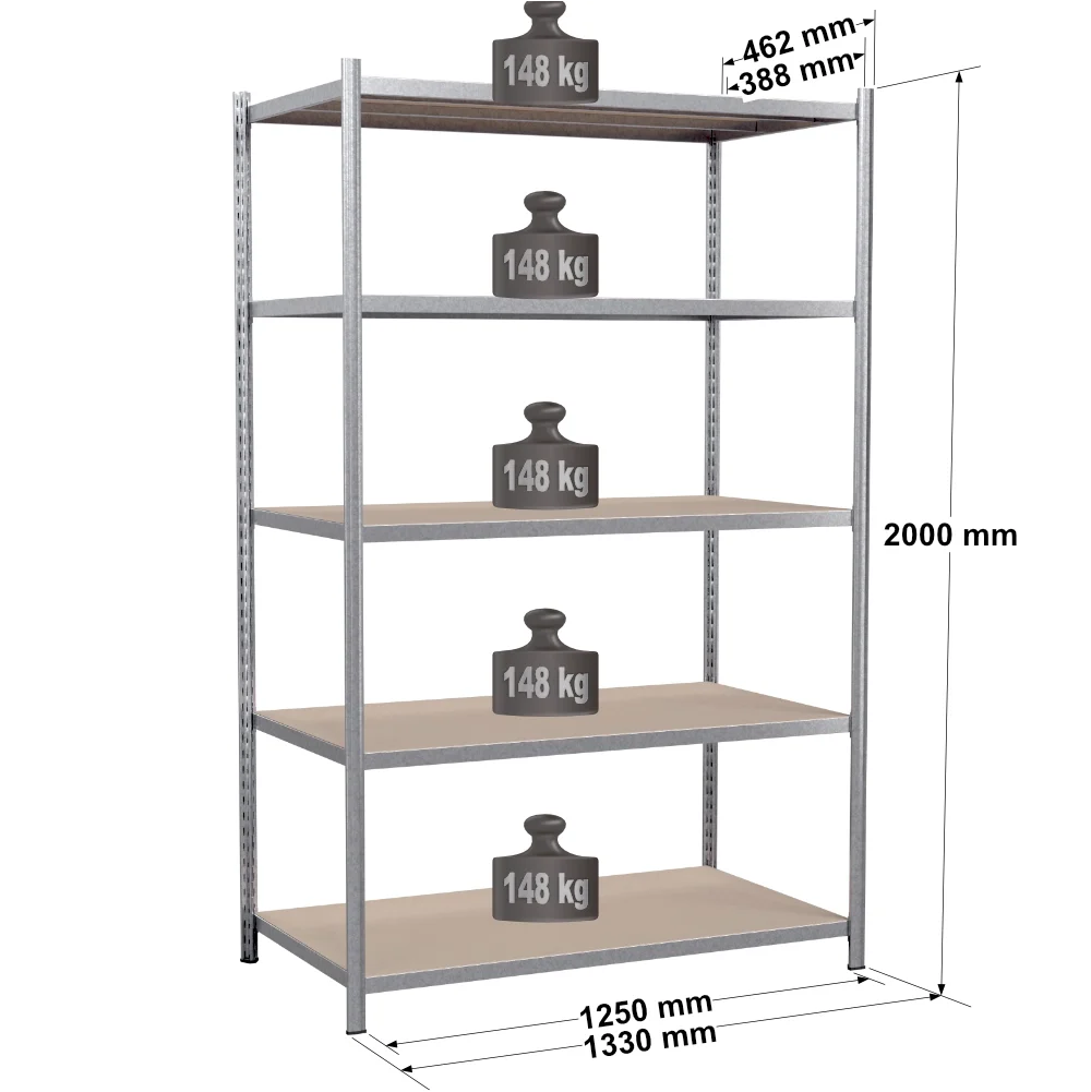 Rayonnage tubulaire métallique pour charges légères – H2000 mm – 5 niveaux – EPSILINE