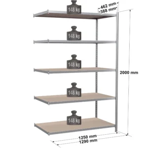 Rayonnage tubulaire métallique pour charges légères – H2000 mm – 5 niveaux – EPSILINE