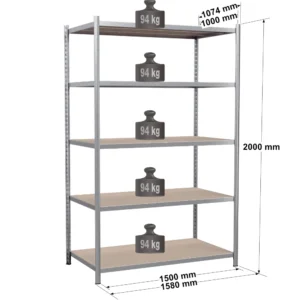 Rayonnage tubulaire métallique pour charges légères – H2000 mm – 5 niveaux – EPSILINE