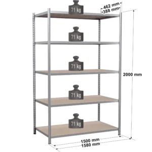 Rayonnage tubulaire métallique pour charges légères – H2000 mm – 5 niveaux – EPSILINE