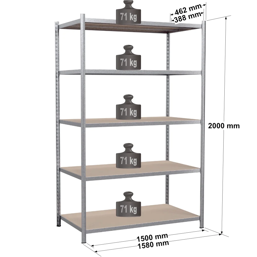 Rayonnage tubulaire métallique pour charges légères – H2000 mm – 5 niveaux – EPSILINE
