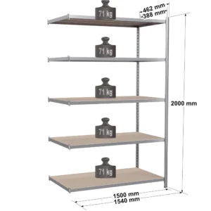 Rayonnage tubulaire métallique pour charges légères – H2000 mm – 5 niveaux – EPSILINE