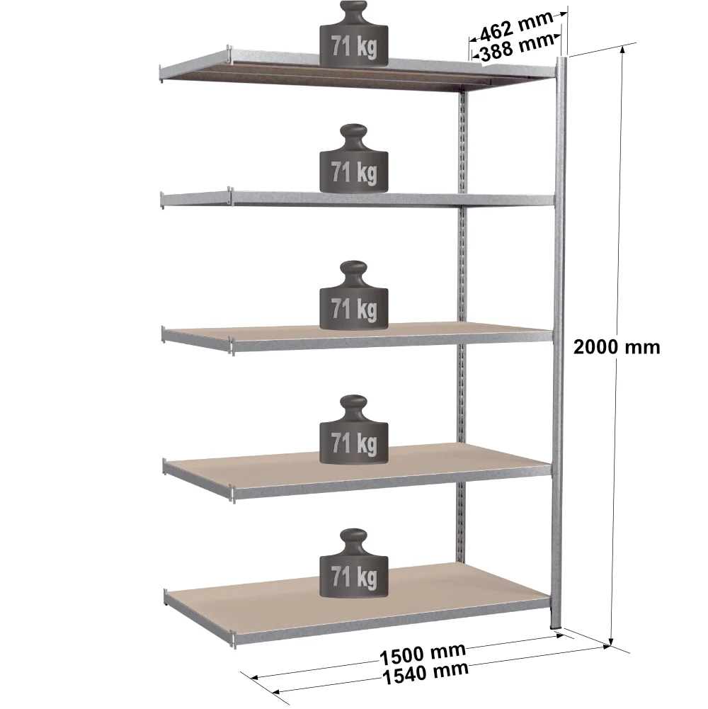 Rayonnage tubulaire métallique pour charges légères – H2000 mm – 5 niveaux – EPSILINE