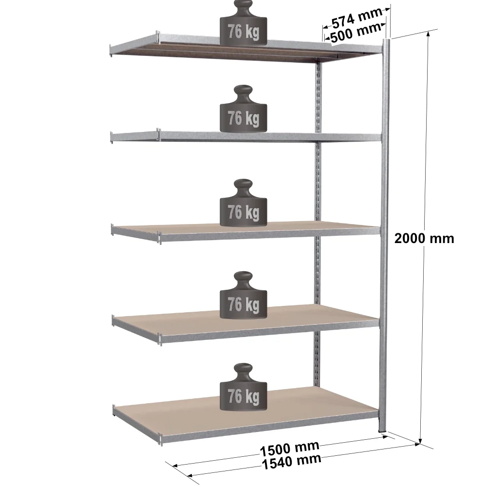 Rayonnage tubulaire métallique pour charges légères – H2000 mm – 5 niveaux – EPSILINE