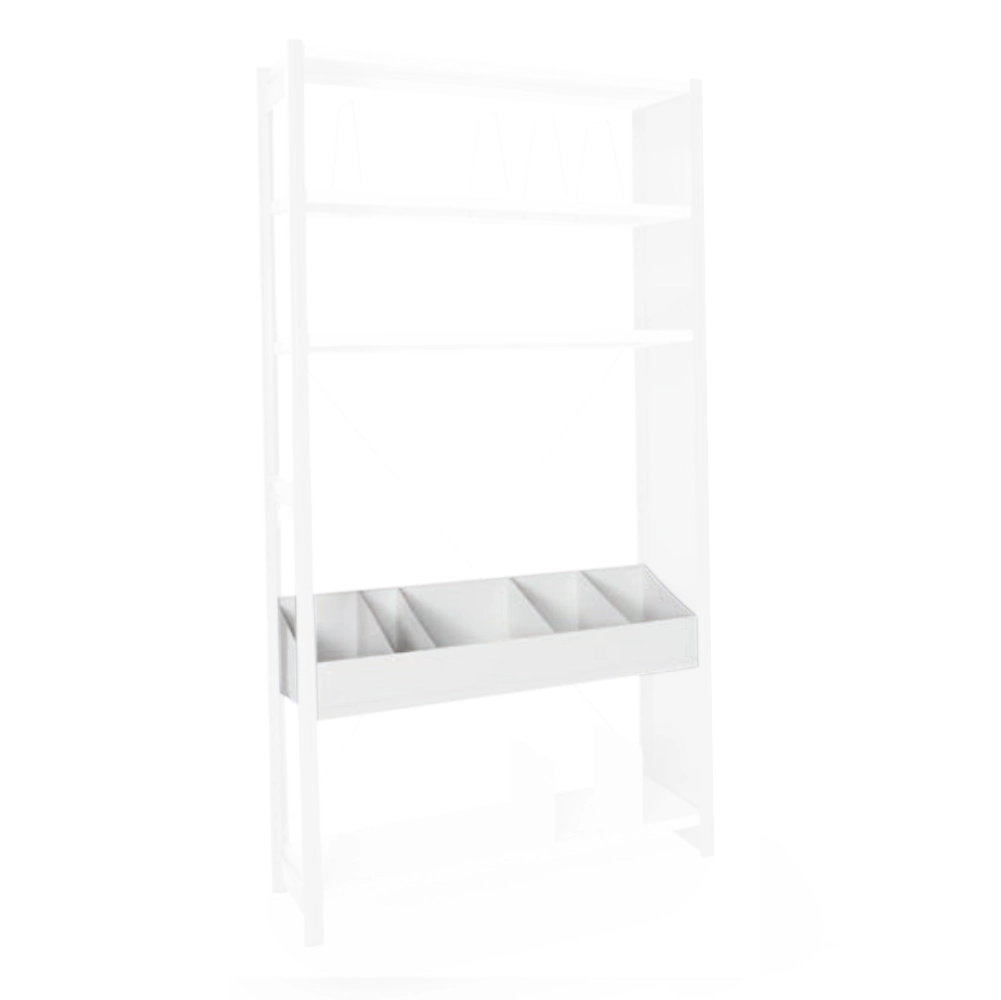 Casier de rangement pour étagères EPSILON - séparations droites ou inclinées