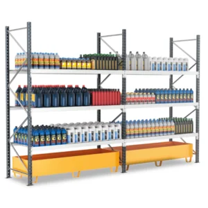 Rayonnage avec bac de rétention léger à mi-lourd EPSIVOL - 3 niveaux