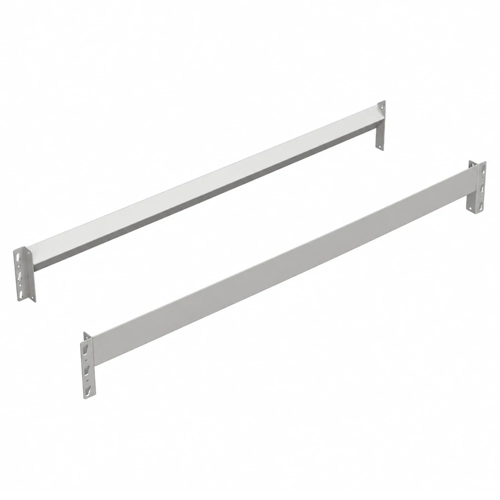 Paire de lisses métalliques pour niveau supplémentaire de rayonnage.